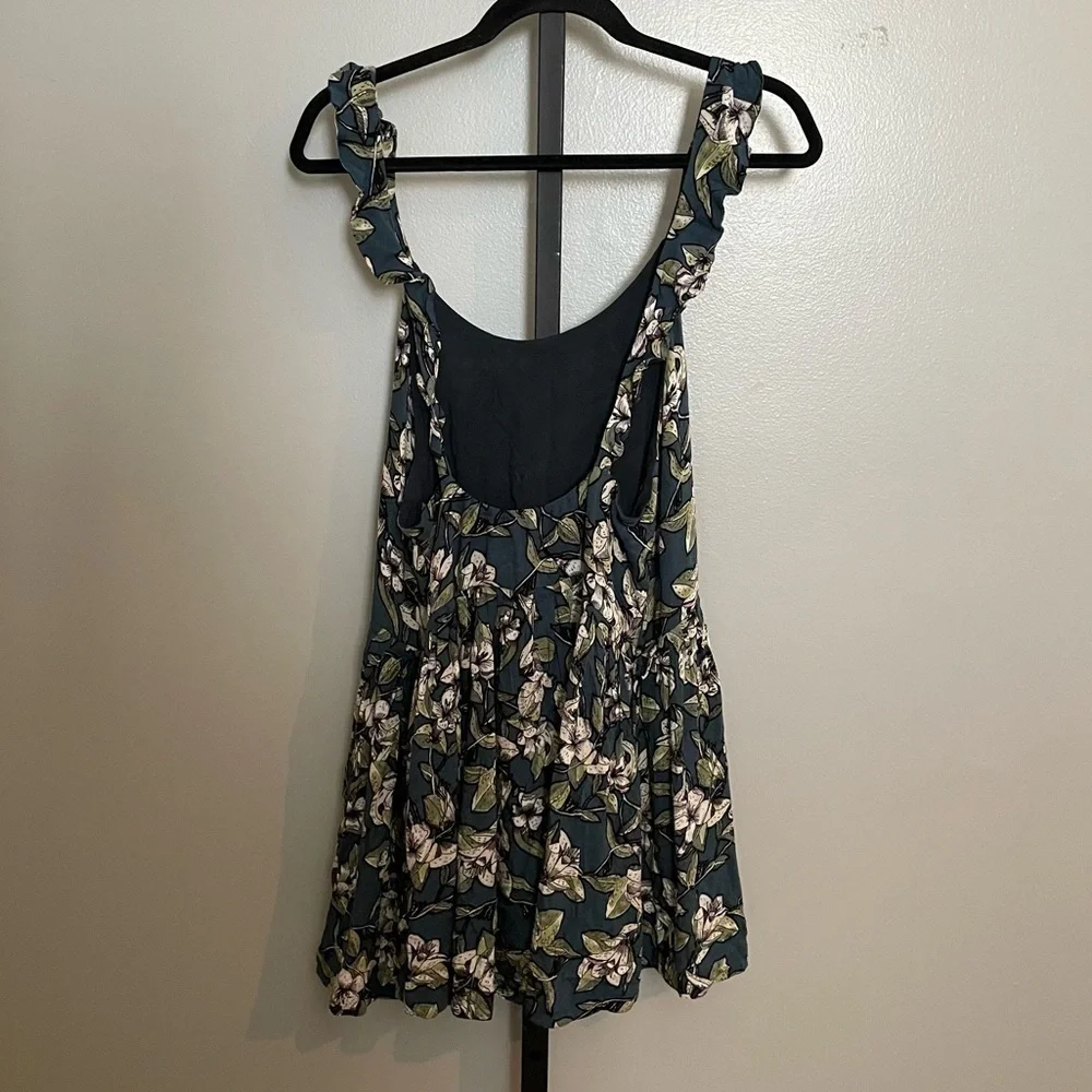 Free People Dear You Blue Combo Floral Strappy Mini Dress Size Small